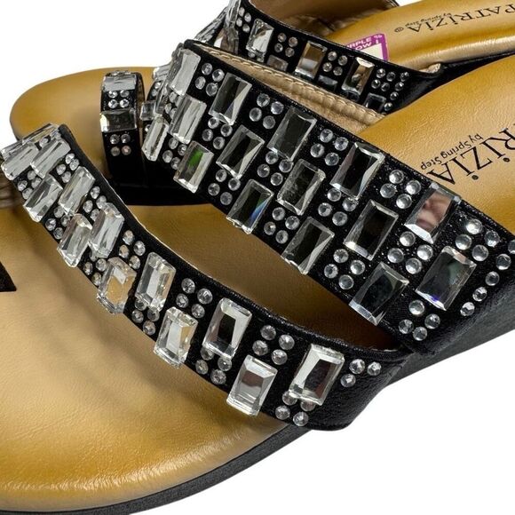 Patrizia by spring step black Vegas crystal jeweled toe wedge sandals size 38 (7 - Picture 3 of 12